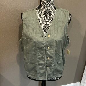 Eddie Bauer Gray Linen Top Size Medium